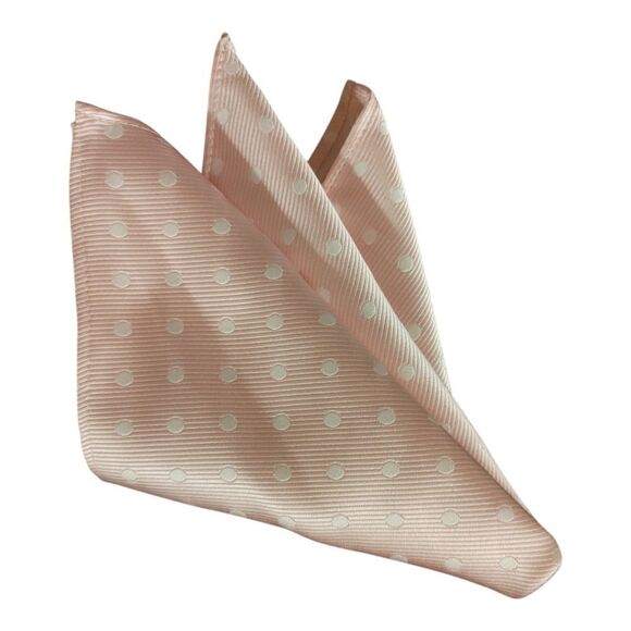 ALLURE MEN'S MULTI-DOT POCKET SQUARE WHITE- PINK - Picture 2 of 3